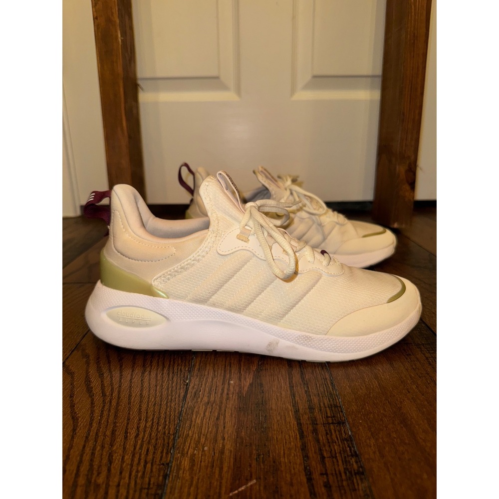Adidas‎ Cloudfoam Women Athletic Running Shoes Sneakers Cream Gold Size 10